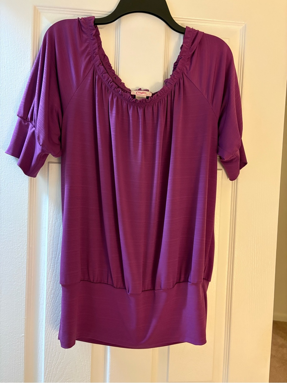 Candie’s Purple Ruffle-Neck Women's Top